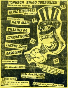 Benefit for a Better Sound System at Club Lion D-OR with Hate Mail, Elvis Disciples, Starvations, Linkin Logs, and Gasoline at Lion D-OR in Downey, CA, 1997