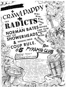 Rock’n'roll Tattoo benefit at the Pyramid Club with the Radicts, Crawlpappy, Norman Bates, and Shower Heads, 1990