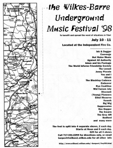 The Wilkes-Barre Summer Festival Fest 1998 to Raise Awareness and Funds for a Free Tibet, with The Locust, Assuck, Discount, Endeavor, Converge, Bedford, Elliott, How Water Music, and many more, Wilkes-Barre, PA, advert from Nothing Left, No. 7, 1998
